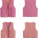 Cutecore Y2K Coquette Vests for Women Floral Aesthetic Cottagecore Sweater Kawaii Fairycore Clothing Cute Japanese Tops (Pink, M)
