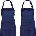 SATINIOR 2 Sets Chef Hats and Aprons with 2 Pockets Kicthen Cooking Baking Aprons Chef Halloween Costume for Home Holidays