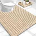 OLANLY Toilet Rugs U Shaped 24x20, Thick Soft and Absorbent Chenille Contour Bath Mat, Non-Slip Rubber Backing, Machine Washable Quick Dry Toilet Mat, Home Decor Accessories, Beige