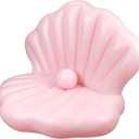 144cm/57in Seashell Pool Float, Thickened Inflatable Giant Shell Beach Float with Pearl Ball for Tanning Bachelorette Party Swimming Pool Party Decor (Pink)