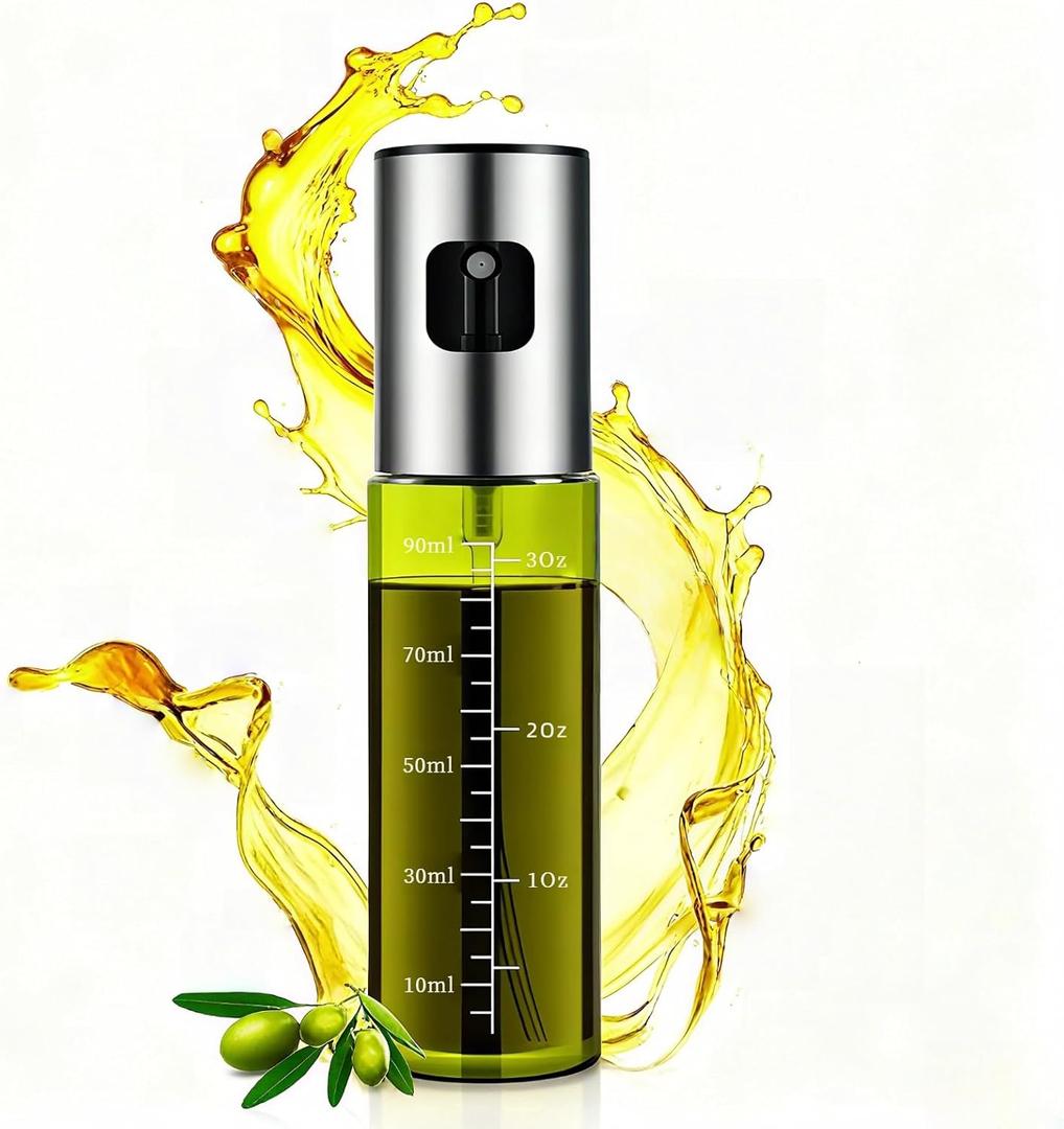 Oil Sprayer for Cooking, 3.38oz/ 100ml Food-grade Premium Olive Oil Dispenser Bottle for Kitchen Gadgets, Air Fryer, Salad, Frying, BBQ (Light Blockage) (Dark green)