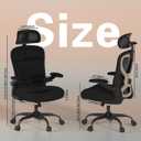 Ergonomic Office Chair, Mesh Desk Chair with Headrest, Lumbar Support, Thick Seat Cushion, Flip-up Arms, High Back Computer Task Chairs for Home Office, Black/Gold