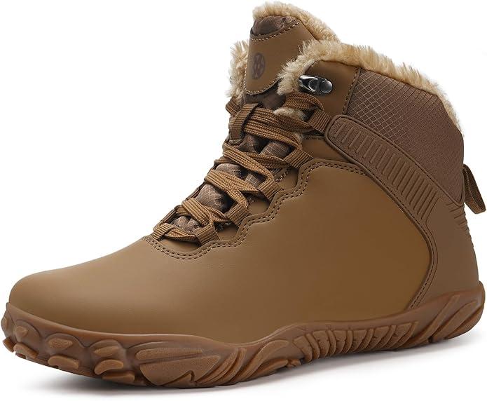 Womens Mens Barefoot Boots | Waterproof Winter Snow Boots | Warm Ankle Booties with Arch Support | Wide Width Hike Work Shoes | Zero Drop Sole |
