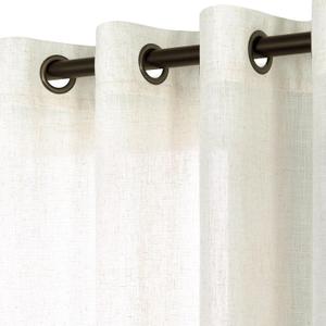 KOUFALL Grommet Linen Curtains 96 Inch Long 2 Panel Set, Thick Sheer Floor to Ceiling Curtain 8FT Length, Oil Rubbed Bronze Ring Top Curtains for Living Room Bedroom, Cream Ivory