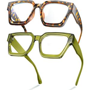 livho Oversized Eyewear Frame for Woman and Men - Rectangle Fashion Glasses for Computer, Chic Preppy Frame