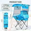 DoCred Beach Chair with Canopy Shade,Portable Folding Camping Chair with Cooler Bag & Cup Holder, Reclining Beach Loungers for Adults Outdoor Camp,Sports,Beach, Tailgates, Fishing