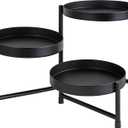 Kate and Laurel Finn Modern Tri-Level Metal Plant Stand, 7.25 x 7.25 x 10, Black, Indoor Multi-Tiered Plant Stand for Tabletop