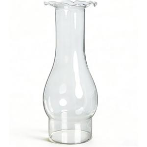 Oil Lamp Chimney Replacement 3 inch Base 9 inch Height Clear Glass Crimped Top Chimney for Old Kerosene Lamps and Size #2 Burners