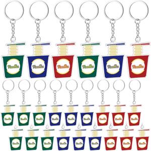 Equsion 24 Pcs Kpop Theme Party Favors K-pop Theme Acrylic Keychain Fans Keepsake Korean Wave Keyring Fan Meeting Supplies for Y2k Fans Birthday Gifts Popular Singer Party Supplies(Noodles)