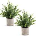 2 Pack Small Fake Plants 14" Eucalyptus Potted Artificial Plants for Shelf Desk Home Bathroom Farmhouse Room Coffee Table Decor (Sage Green-Large)