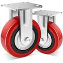 Nefish 6 Inch Industrial Grade Casters Wheels, Heavy Duty Polyurethane Casters (2 PACK) with Dual Ball Bearing, Solid Polyurethane Wheel 2250 Lb, Rigid Casters for Cart, Industrial, Machine