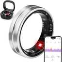 Smart Ring Fitness Tracker for Women Men - Waterproof Health Rings for Sleep Tracker, Heart and Blood Oxygen Monitor, Fitness Ring for Family Care, Health Monitor for Step and Calories Counter(7#) (Silver)