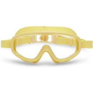 Petites Pommes Kids Swim Goggles Ages 3-8 - Lightweight Silicone, Anti-Fog Wide Lens, Retro Design Goggles for Kids, Adjustable Straps, Hair-Safe Buckle, Cotton Pouch Included, Citron