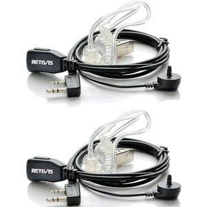 Retevis Walkie Talkie Earpiece with Mic, Comfortable Acoustic Tube, for RT22 RT68 RT21 H-777 RT86A, Compatible with Kenwood Baofeng BF-888S BF-T26 Pxton Walkie Talkies, Surveillance Headset(2 Pack)