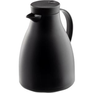 TableCraft 12667, 50 oz (1.5 L) Plastic Coffee Carafe with Glass Liner, Black Frosted Vacuum Insulated Coffee Dispenser with Push Press Lid, Lightweight, Ideal for Diners, Cafes & Restaurants