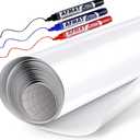 White Board Wallpaper, White Board Roll, Stick on White Boards for Wall, 1.44x11ft Peel and Stick Dry Erase Roll, Stain-Proof, Super Sticky Whiteboard Sticker Wall Decal for Wall/Table/Door,3 Markers