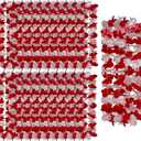 Leis for Luau Party, 24 Count Thick and Lush Flower, Graduations, Birthdays, Corporate Awards, Beach Weddings, Tropical Party Decorations Black Purple Blue Gold White (24pcs Red & White)