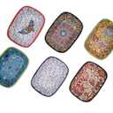 Ayennur Decorative Turkish Ceramic Bowl Set of 6 Serving-Handcrafted(3.14''- 8cm) 2.5oz Pinch sauce Multicolor Dipping Finger Small Serving Charcuterie Bowls