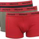 Hugo Boss Men's Stretch Cotton Trunk Underwear 3-Pack , Gray, Red, Black M