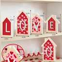 Valentines Day Decorations, 4 Pcs Wood House Shape Sign, Romantic Valentine Decor for Home Office Shelf Tiered Tray Desk Mantle Couple Gifts