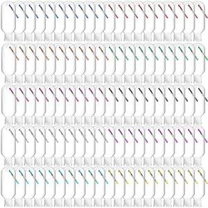 FairySandy 100 Pcs Traveling Bottles with Keychain 2oz Clear Keychain Bottle Plastic Keychain Empty Refillable Liquid Packing Container Squeeze Plastic Bottle with Lid for Liquid Cream (Rectangle)