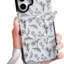 Compatible with iPhone 17 Case [Compatible with MagSafe] Clear Floral Cute Black Flowers for Women Girls Soft Silicone Shockproof for iPhone 17 Case-Black