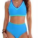 BMJL High Waisted Bikini Sets for Women Sporty Two Piece Tummy Control Swimsuits Beach Swim Suit 2025M,Blue (Blue, M)