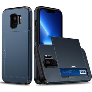 Case for Galaxy S9, for Samsung S9 SM-G960U Wallet Case, Card Holder Heavy Duty Protective Dual Layer Shockproof Hidden Card Slot Slim Phone Cover Cases for Samsung Galaxy S9 Navy Blue