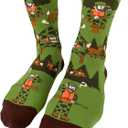 2 x I'D RATHER BE CHASING Funny Mens Socks, Hunting & Fishing Gifts for Men, Fun Hunt Fish Crew Sock, Hunters Fishermen Gift (Green)