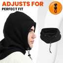 Heat Logic Sherpa Fleece Balaclava and Trapper Hat for Men, Warm Winter Face Mask for Adult, Face Cover Winter Hat (Black)