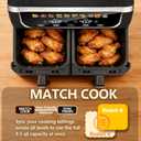 Simple Deluxe 9.5-Qt Dual Basket Air Fryer, 10-in-1 Digital Preset 1700W Airfryer, Sync Cook, Independent Temp Control, Shake Reminder, Nonstick Basket, Black