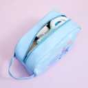 MINISO Stitch Cartoon Print Makeup Bag, Cosmetic Organizer with Zipper, Travel Toiletry Bag for Women