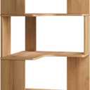 Prepac Nordik 6-Tier Natural Oak Modern Mid Century Corner Bookcase, 71.5" Extra Tall Corner Shelf with Storage, Multifunctional Freestanding Bookshelf for Home Office, Living Room, Bedroom