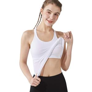 Yoga Racerback Tank Top for Women with Built in Bra,Women's Padded Sports Bra Fitness Workout Running Shirts (White, M)