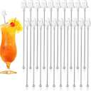 20 Pcs Halloween Swizzle Sticks Stainless Coffee Cocktail Stirrers 8.07 Inches Ghost Stirrers Reusable Cocktail Stir Sticks for Halloween Party Tea Coffee Bar Decoration