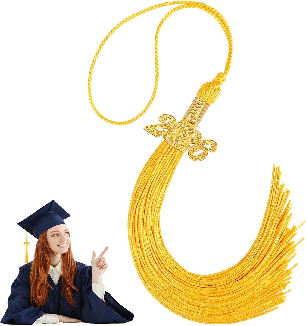 2026 Graduation Tassels, Gold Graduation Cap Tassels Decorations with 2026 Gold Charm,1Pcs, Grad Tassel Decorations Gifts