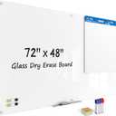 Large Glass Whiteboard, Enhanced Magnetism Glass Dry Erase Board for Wall, 72" x 48" Magnetic Pure White Tempered Glass Board, 6' x 4' Big White Board for Home, Office, School