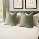 MIULEE Pack of 2 Sage Green Decorative Pillow Covers 22x22 Inch Soft Chenille Luxurious Couch Throw Pillows Farmhouse Cushion Covers Euro Shams Elegant Design for Sofa Bed Living Room Summer Decor