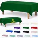 ABCCANOPY 2 Pack Rectangle Polyester Tablecloth 70 x 120 Inch Indoor Outdoor Stain-Resistant Washable Heavy-Duty Fabric Table Cover Elegant Home Decor Forest Green