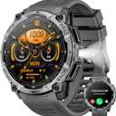 Military Smart Watch for Men with GPS, 1.43" AMOLED Bluetooth Call, LED Flashlight, Rugged Tactical Watch for Android iOS, 3ATM Waterproof Fitness Tracker with Heart Rate Pedometer (Black)