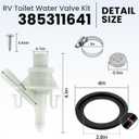 385311641 RV Toilet Water Valve Kit with 385311658 Flush Ball Seal by Fetechmate Fit for Dom.etic 300, 301, 310, 311, 320, 321 Series Pedal-Flush Toilets RV Toilet for Camper Toilet-2 Set