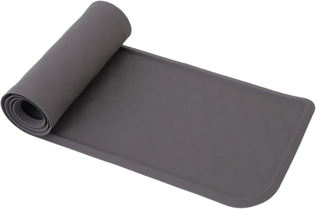 TOPINCN Mini Fridge Silicone Mat, 37.4x8.5in Refrigerator Spill Mat with Raised Edges, Non Slip, Drip and Leakage Prevention, Suitable for Washing Machine, Dryer, Dishwashers (Grey) (Gray)