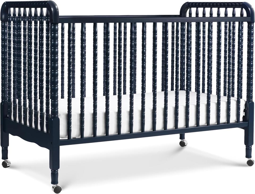 daVinci Jenny Lind 3-in-1 Baby Crib Convertible to Toddler Bed, Daybed - Easy to Assemble - GREENGUARD Gold Certified - 4 Adjustable Mattress Heights, Conversion Kit Sold Separately - Navy