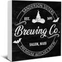 2 x Halloween Decorations, Witches Brew Wooden Sign Decor Desk Sign Black Vintage Wooden Block Sign Halloween Home Decor for Table Shelf 5 x 5 Inch