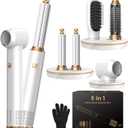 5 in 1 Hair Dryer Brush Set,Professional Negative Ionic Hot Air Styler, Air Curling Wrap Styler,Detachable Blow Dryer Brush With Auto Wrap Curlers,Hair Styling Tools For Straight/Curl/Drying/Smoothing (White Gold)