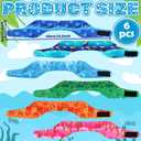 Duraaamo 6 Sets Swimming Headband Ear Plugs for Kids Include 6 Adjustable Swimming Ear Band and 6 Pairs Childrens Ears Plugs for Swim Keep Water Out Sea Pattern Accessories Swim Lesson Essentials
