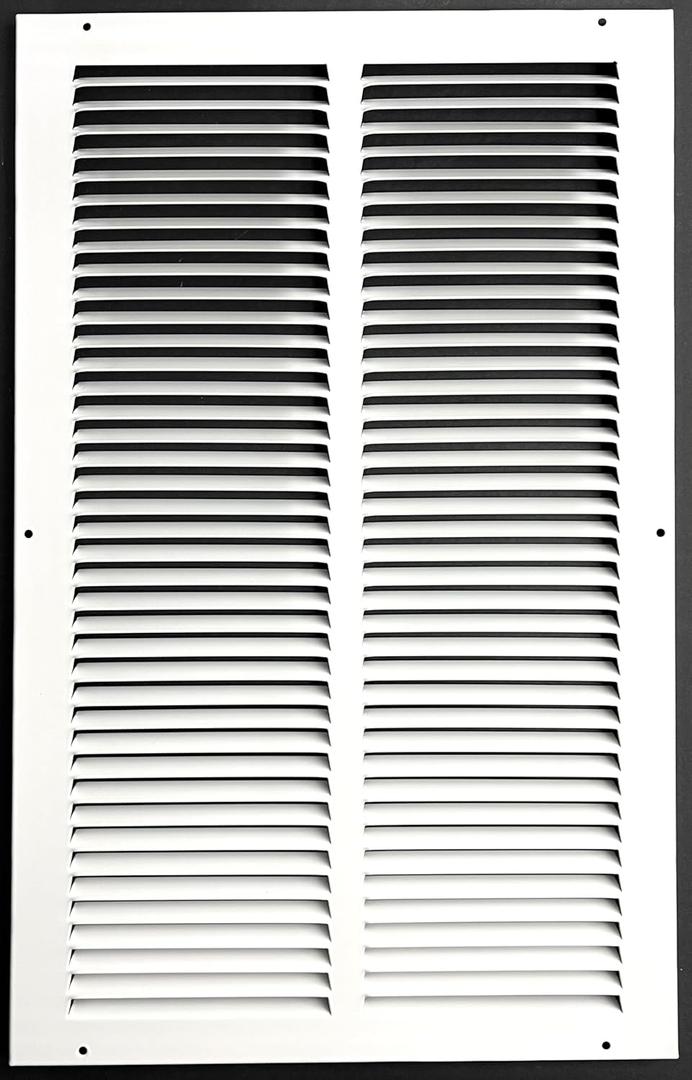Fits 12x20 Duct Opening Stamped Steel Return Air Grille Vent Cover Grille for Sidewall and Ceiling in White Surface Dimensions: 13.75"W X 21.75"H (12" W x 20" H Duct Opening)