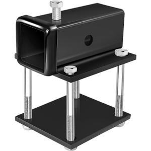 2 Inch Black RV Bumper Receiver Adapter Fits 4" x 4" Continuous Welded Steel Bumpers, Compatible with Camper, RV Bumper Bike Rack Cargo Travel Carrier Mount