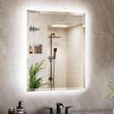 TETOTE Backlit Mirror Bathroom 28 x 36 Inch, LED Vanity Mirror with Beveled Edge, Safe Tempered Glass, 3 Color Temperature, Anti-Fog, Dimmable, Smart Bathroom Mirror, Bathroom Mirrors for Over Sink