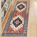 Pauwer Kitchen Rugs Non Slip Washable Kitchen Mats for Floor Farmhouse Kitchen Floor Mat Runner Rug Boho Kitchen Sink Rug Carpet for Kitchen Hallway Laundry Room, Rust